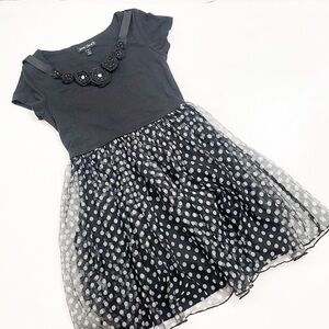 Secret Charm girls black polkadot print dress